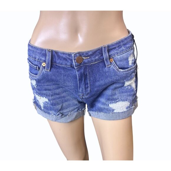 BLANKNYC Fulton RollUp Denim Cuttoff Shorts Distressed Sizes 24 25 27 28 31 Boho - Picture 4 of 14